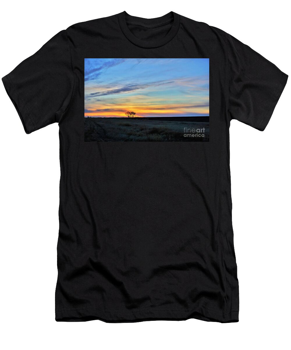 Tree T-Shirt featuring the photograph Kansas sunrise1 by Merle Grenz