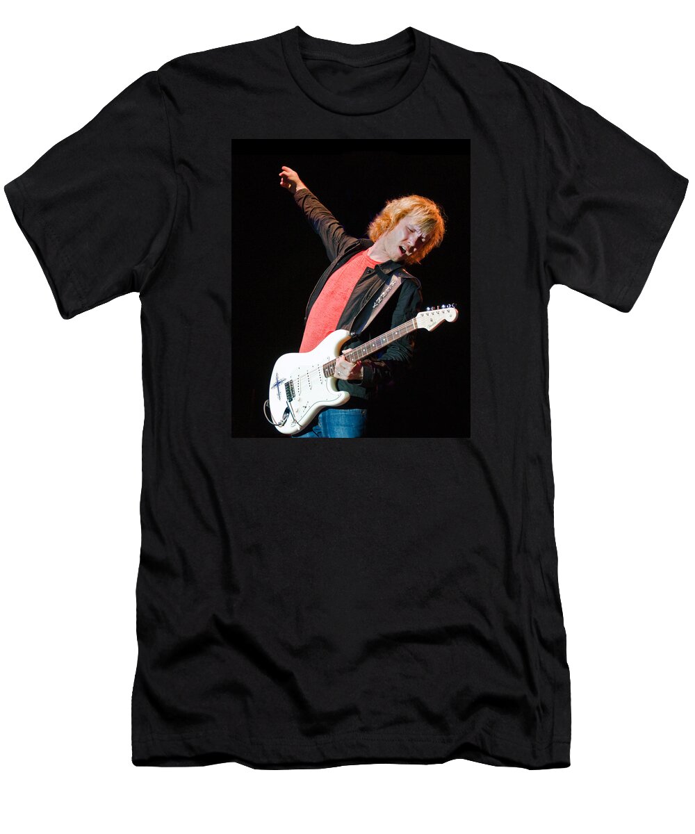 Tampa Bay Blues Festival T-Shirt featuring the photograph Kenny Wayne Shepherd with Fender Artic White Signature Stratocas by Ginger Wakem