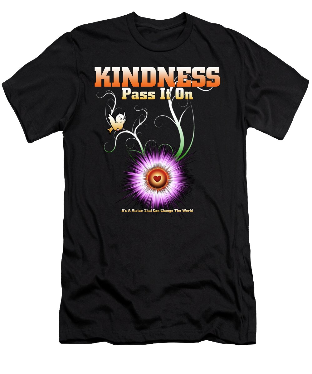 Kindness T-Shirt featuring the digital art Kindness - Pass It On Starburst Heart by Rolando Burbon