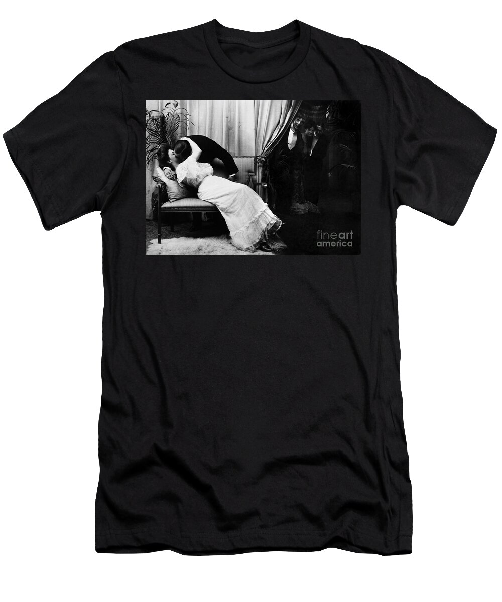 -kissing- T-Shirt featuring the photograph KISSING, c1900 by Granger