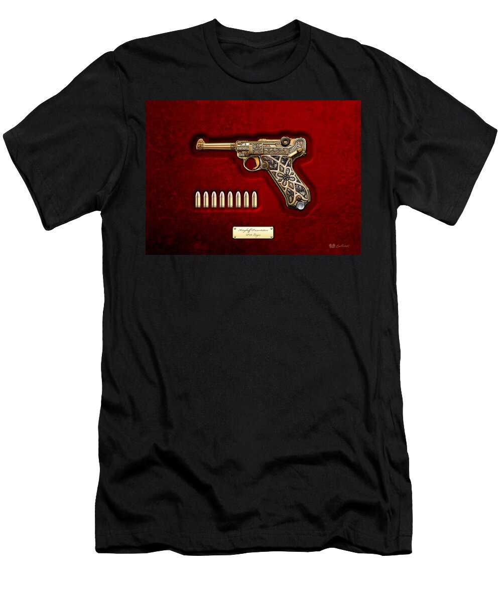 The Armory By Serge Averbukh T-Shirt featuring the photograph Krieghoff Presentation P.08 Luger by Serge Averbukh