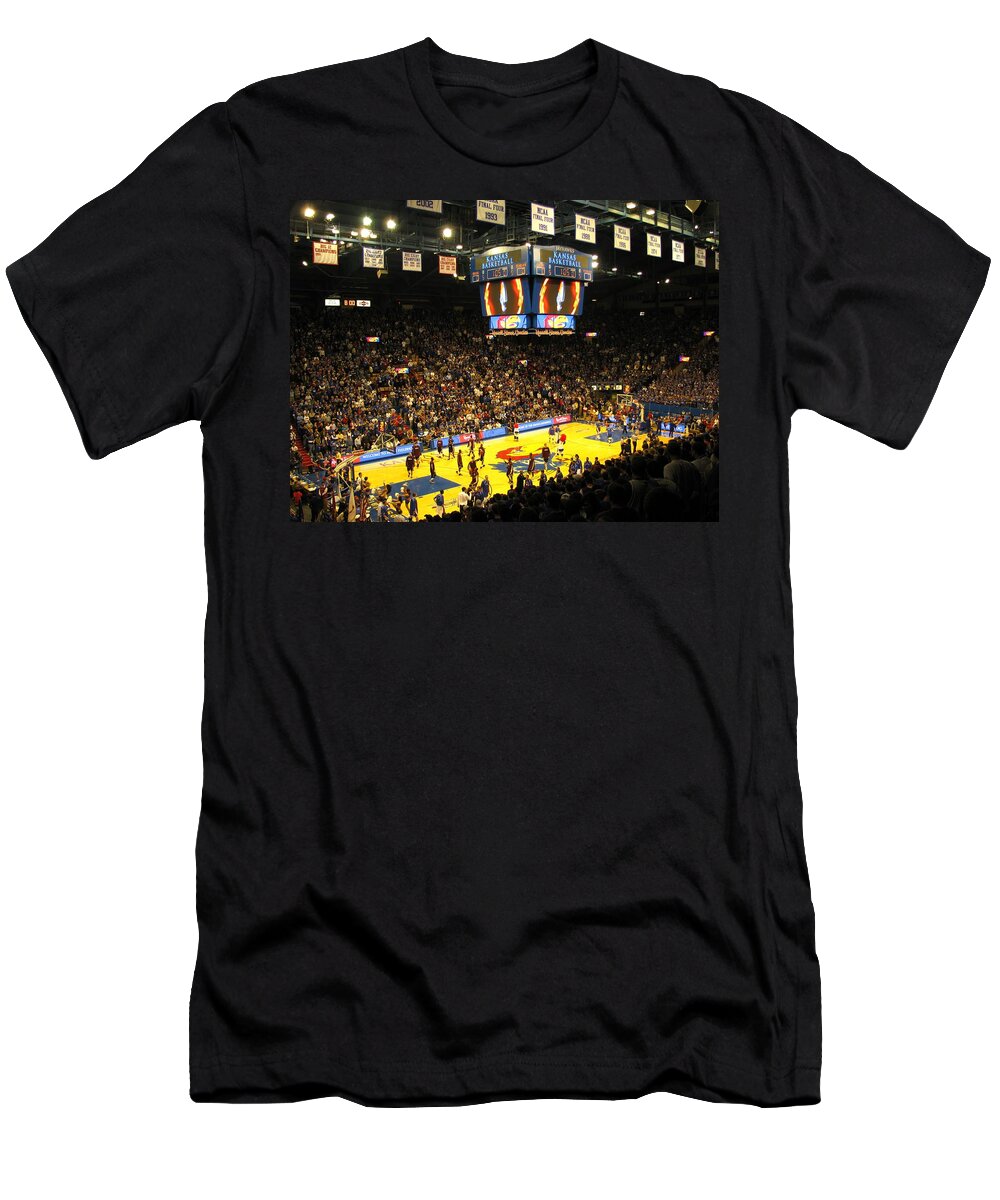 Allen Fieldhouse T-Shirt featuring the photograph KU Allen Fieldhouse by Keith Stokes