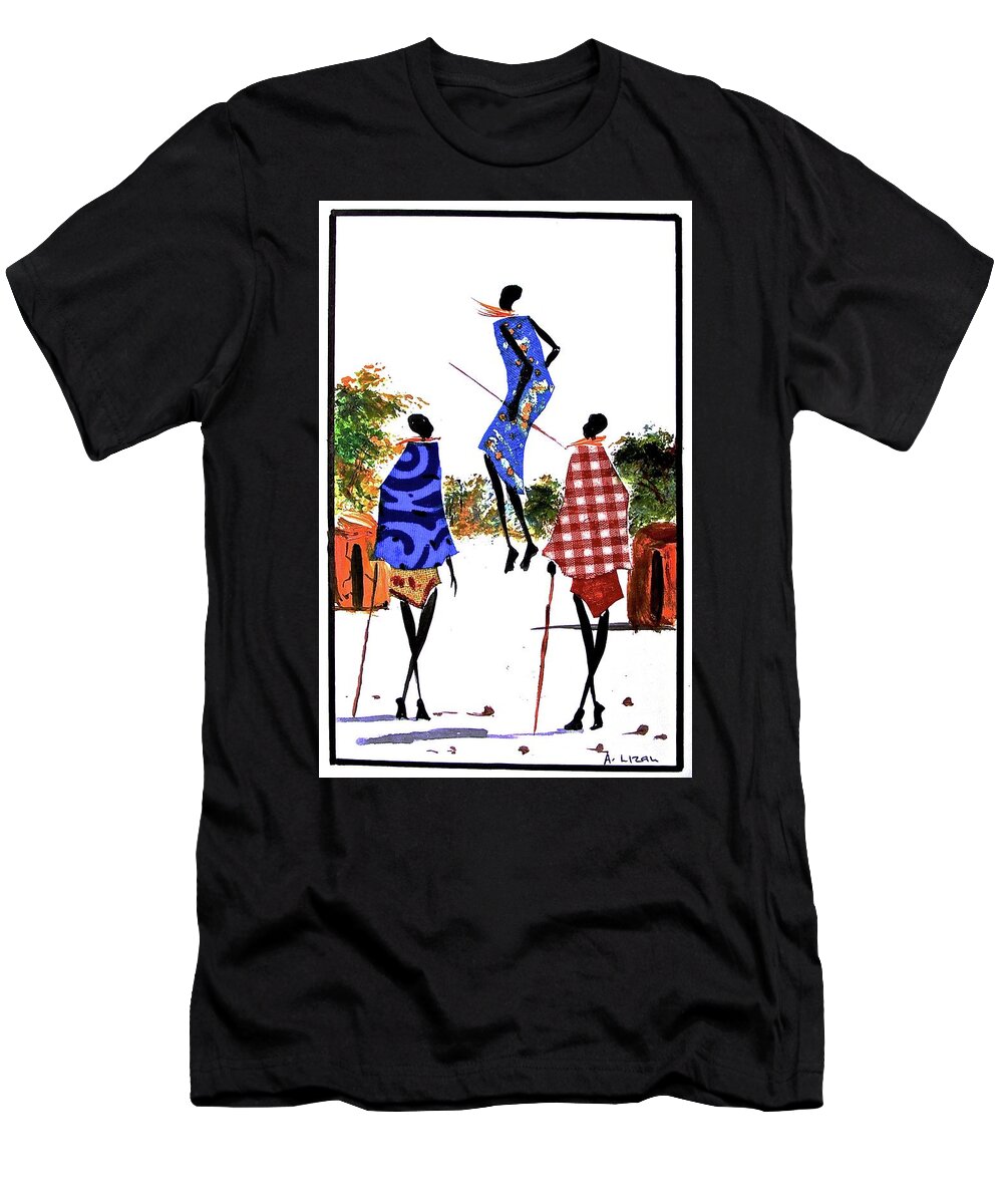 African Artists T-Shirt featuring the painting L-189 by Albert Lizah