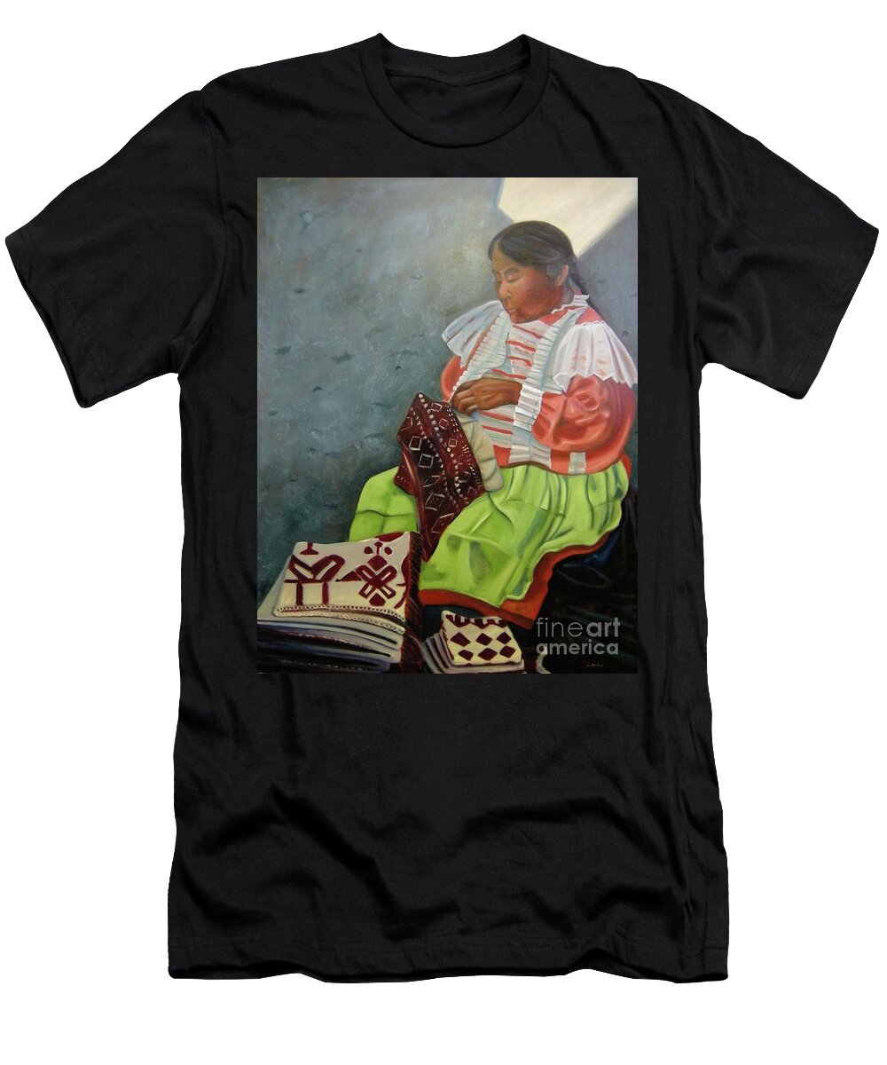 Peasant T-Shirt featuring the painting La Costurera by Lilibeth Andre