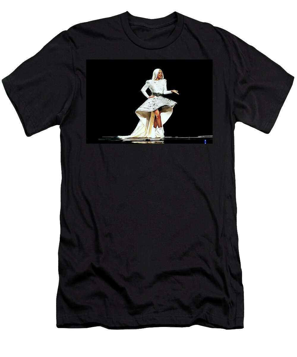 Lady Gaga T-Shirt featuring the digital art Lady Gaga by Maciek Froncisz