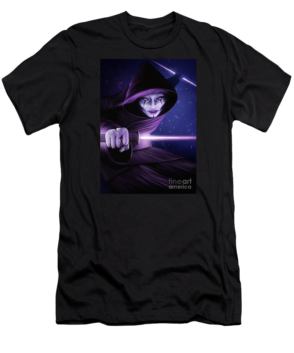 Lady Jedi T-Shirt featuring the digital art Lady Jedi by Giordano Aita