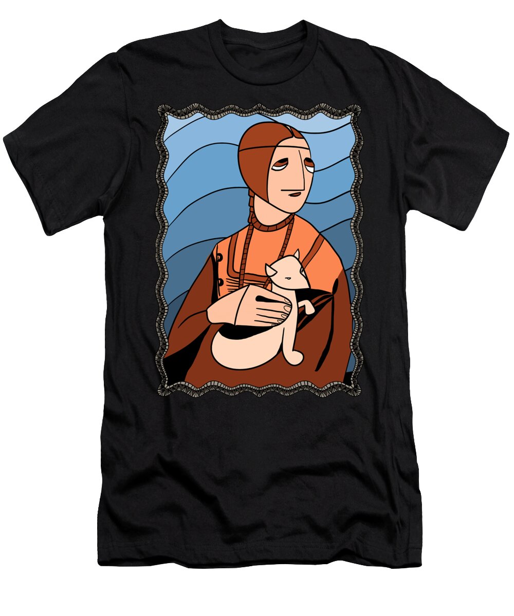 Lady T-Shirt featuring the digital art Lady with an Ermine by Piotr by Piotr Dulski