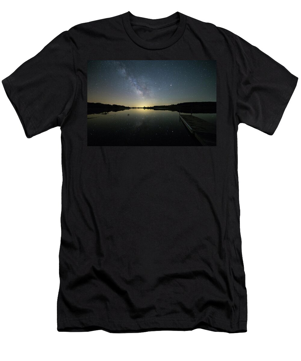 Milky Way T-Shirt featuring the photograph Lake Reflections by Aaron J Groen