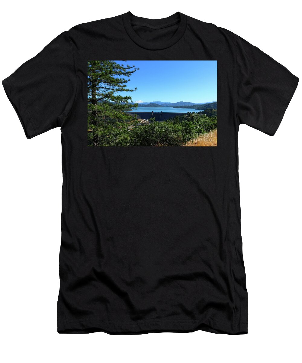 Mount Shasta T-Shirt featuring the photograph Lake Shasta View by Christiane Schulze Art And Photography