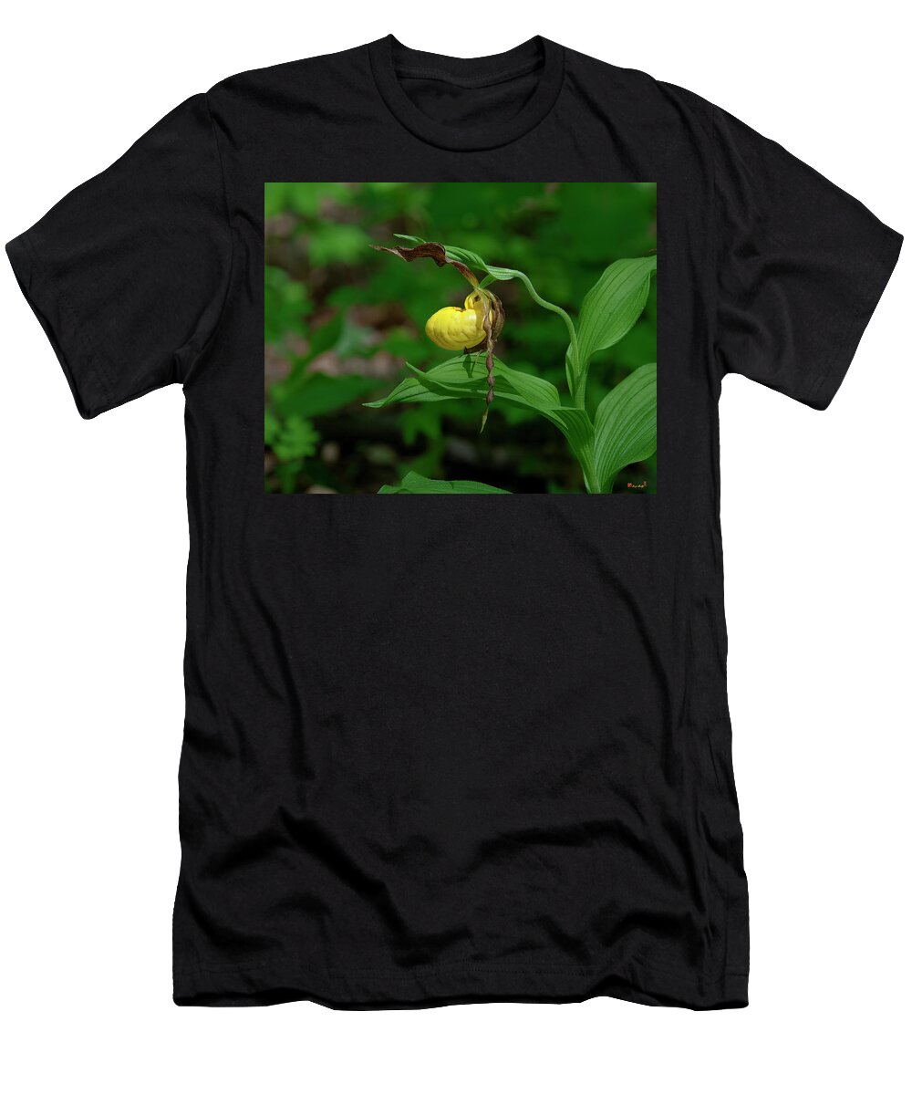 Nature T-Shirt featuring the photograph Large Yellow Lady Slipper Orchid DSPF0248 by Gerry Gantt