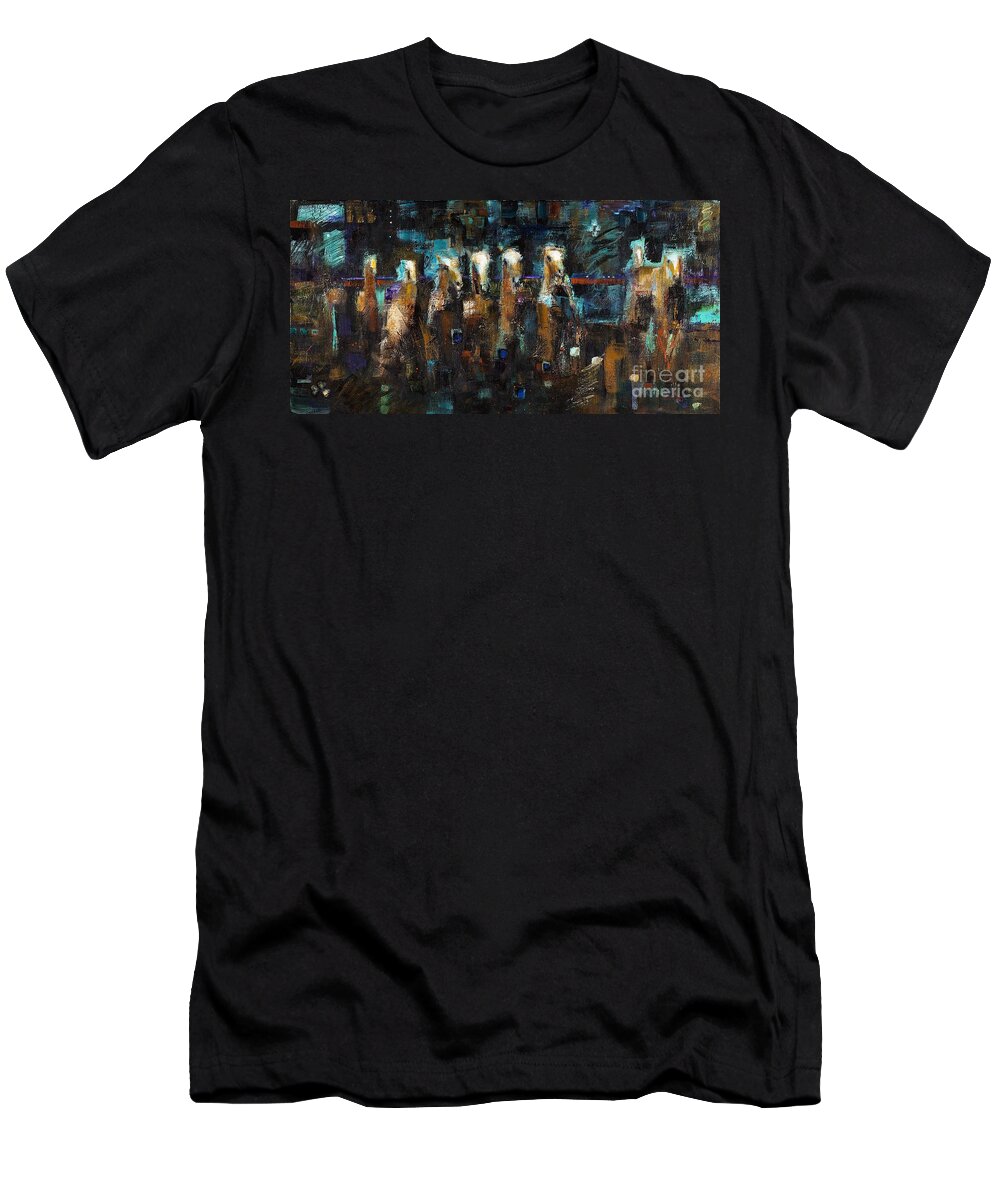 Abstract Horse Art T-Shirt featuring the painting Lead Mares by Frances Marino