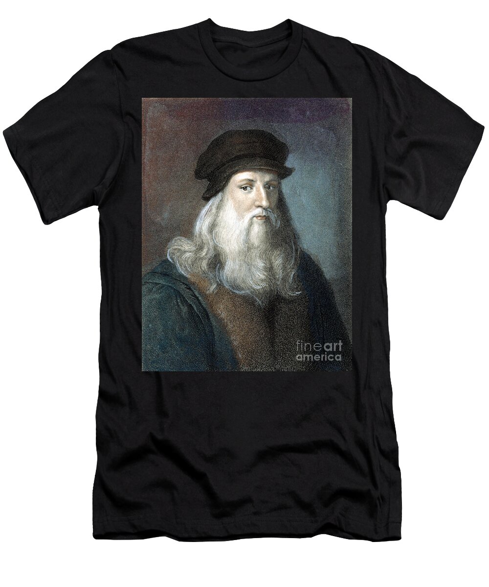 15th Century T-Shirt featuring the drawing Leonardo Da Vinci by Granger