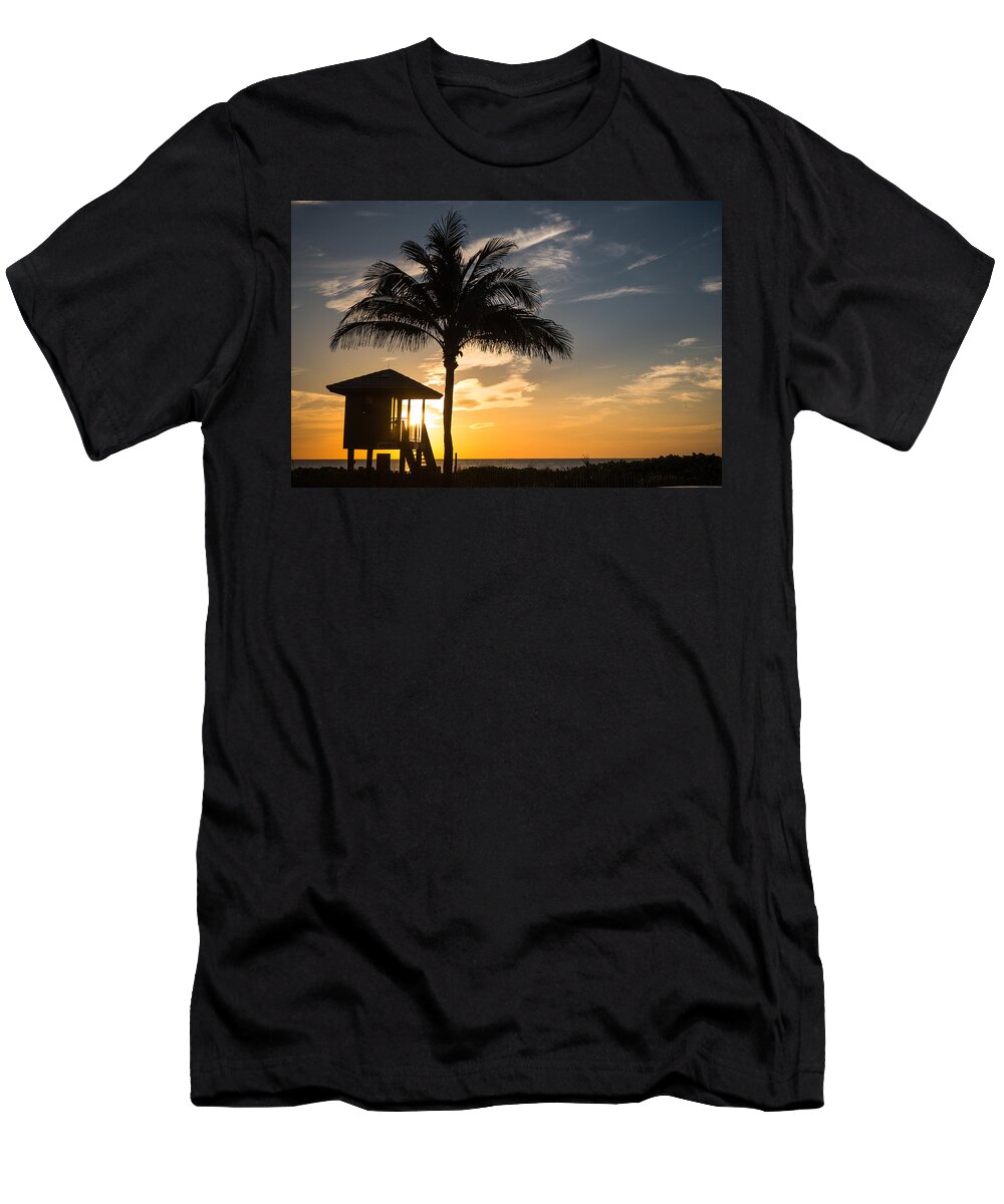 Florida T-Shirt featuring the photograph Lifeguard Station Sunrise Delray Beach Florida by Lawrence S Richardson Jr