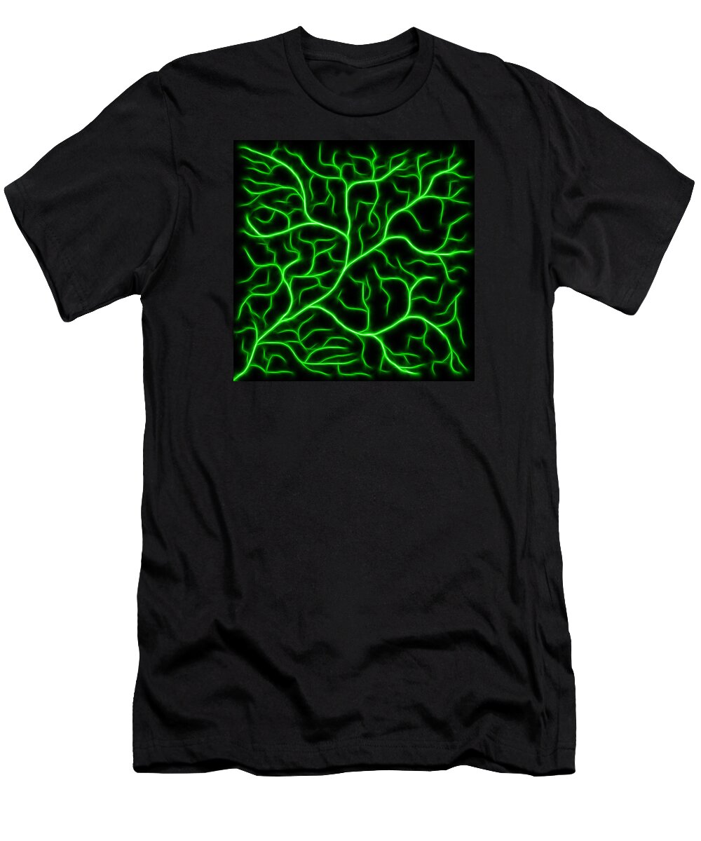 Lightning T-Shirt featuring the digital art Lightning - Green by Shane Bechler