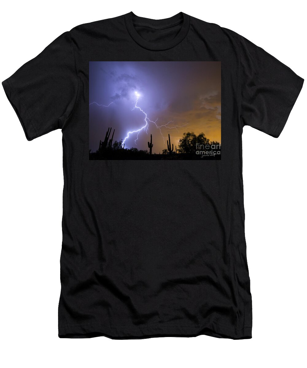 Monsoon T-Shirt featuring the photograph Lightning Storm Arizona by Joanne West
