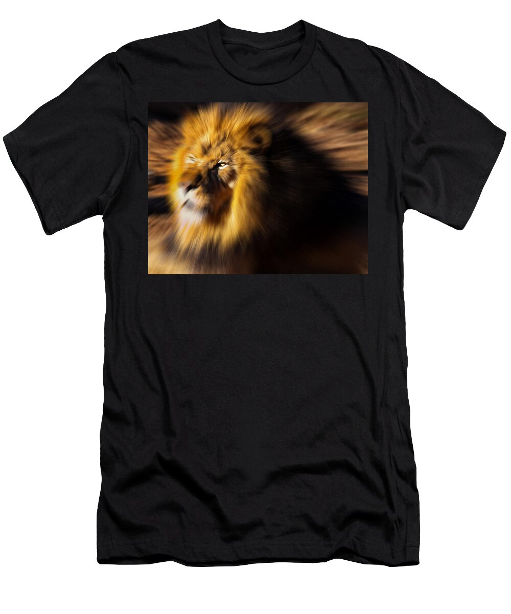 Lion T-Shirt featuring the digital art Lion The King is Comming by Flees Photos