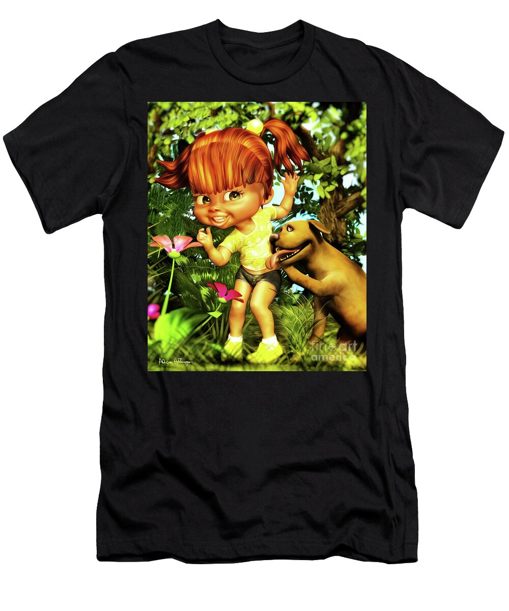 Toon T-Shirt featuring the digital art Little Redhead and her Dog by Alicia Hollinger