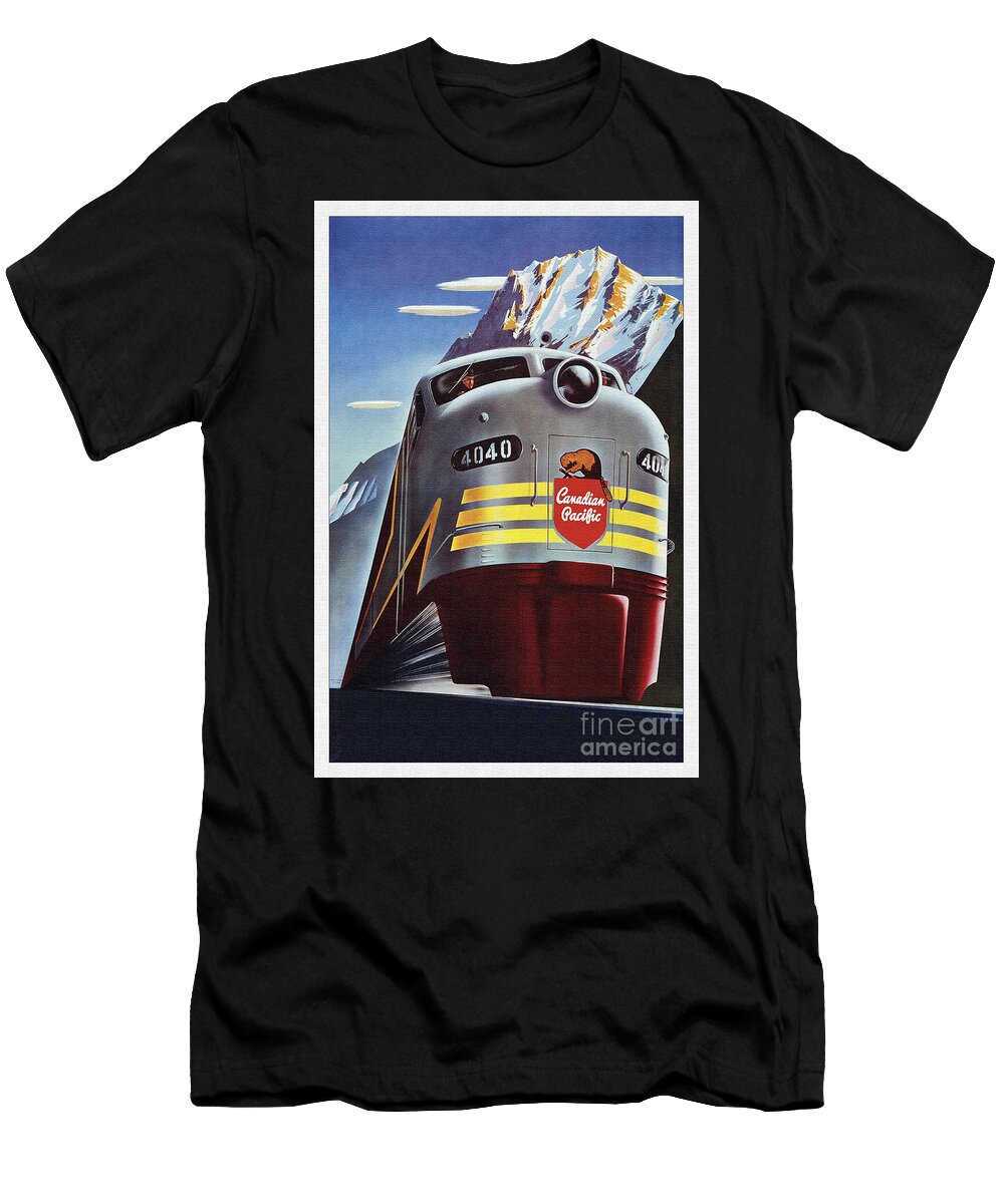 Locomotive T-Shirt featuring the painting Locomotive Canadian Pacific 4040 by Vintage Collectables