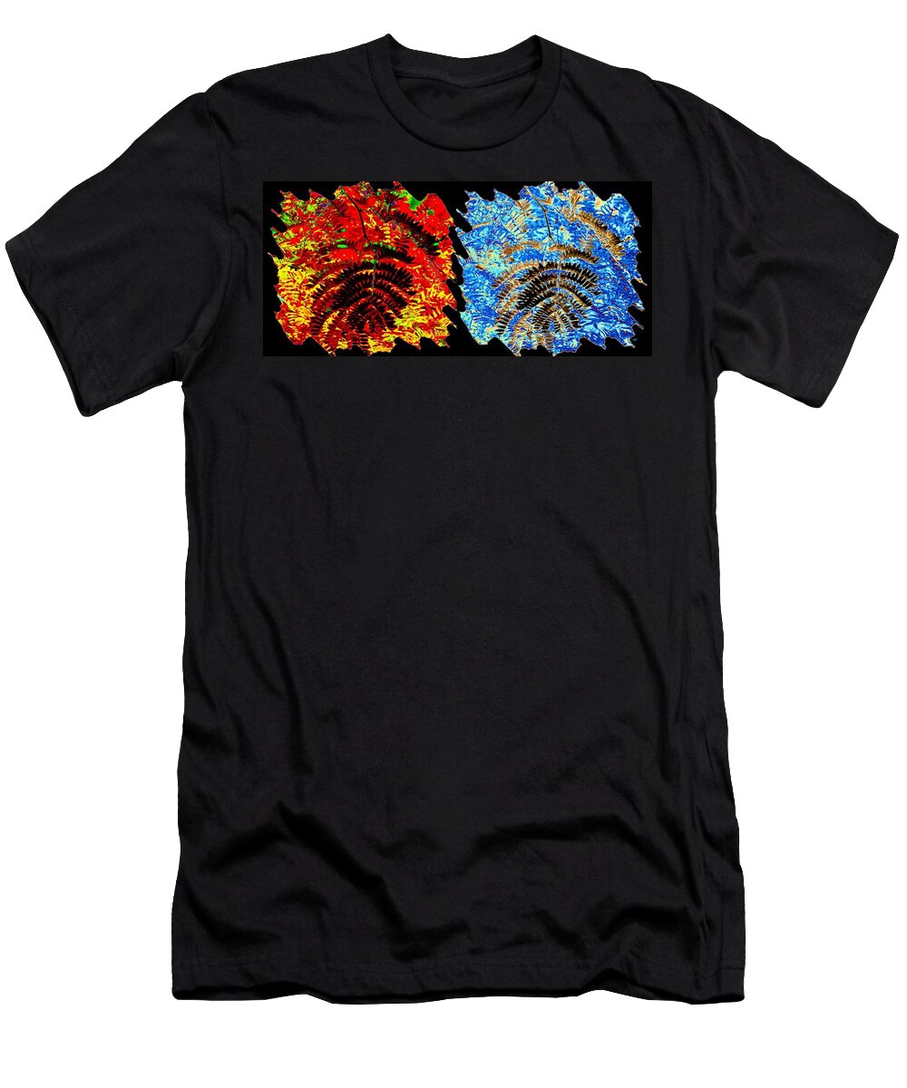 Digital Art T-Shirt featuring the mixed media  Locust Leaves Abstract Fusion by Will Borden