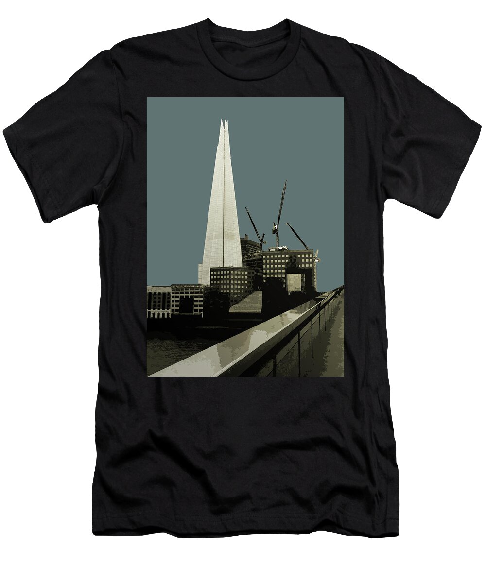 Wheel T-Shirt featuring the painting London - Battersea Power Station - Soft Blue Greys by Big Fat Arts