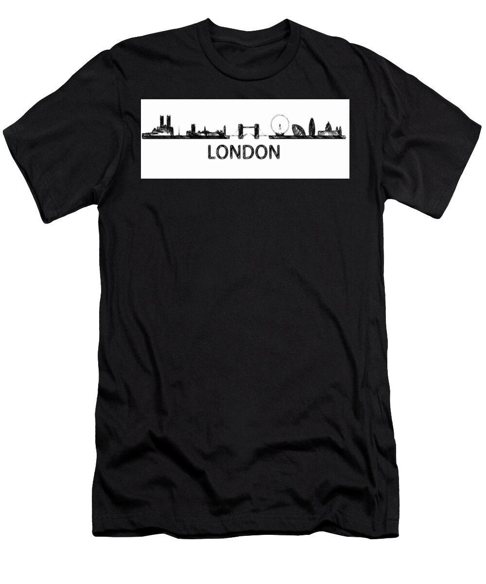 Rafael Salazar T-Shirt featuring the digital art London Silouhette Sketch by Rafael Salazar