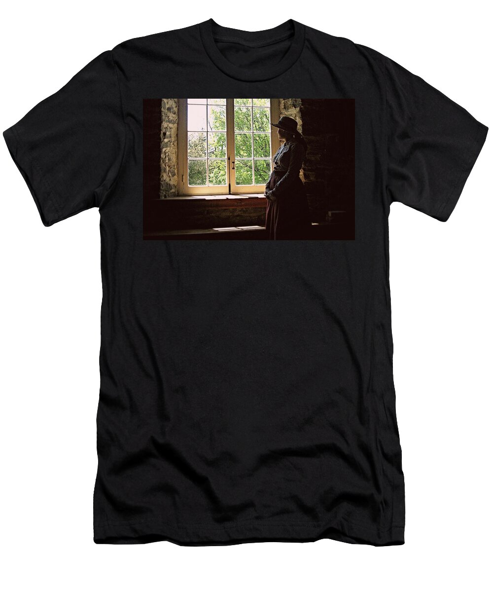 Solitude T-Shirt featuring the photograph Looking out of the window by Tatiana Travelways