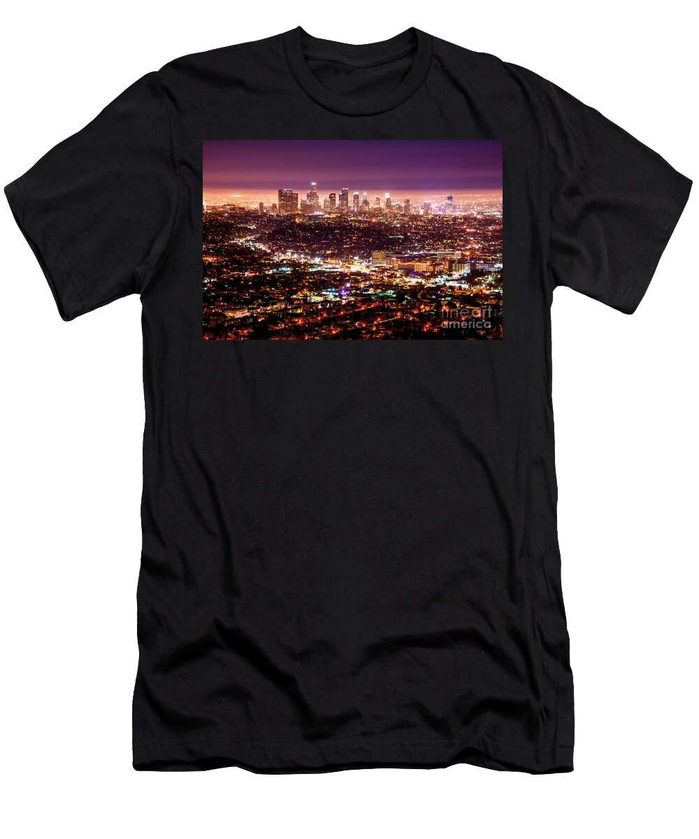 Los T-Shirt featuring the photograph Los Angeles by night by Daniel Heine