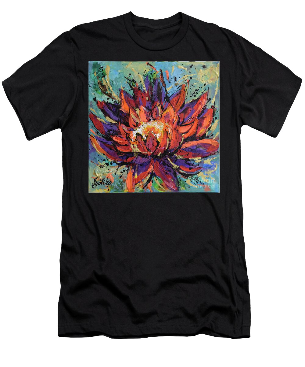  T-Shirt featuring the painting Lotus Blossom by Jyotika Shroff