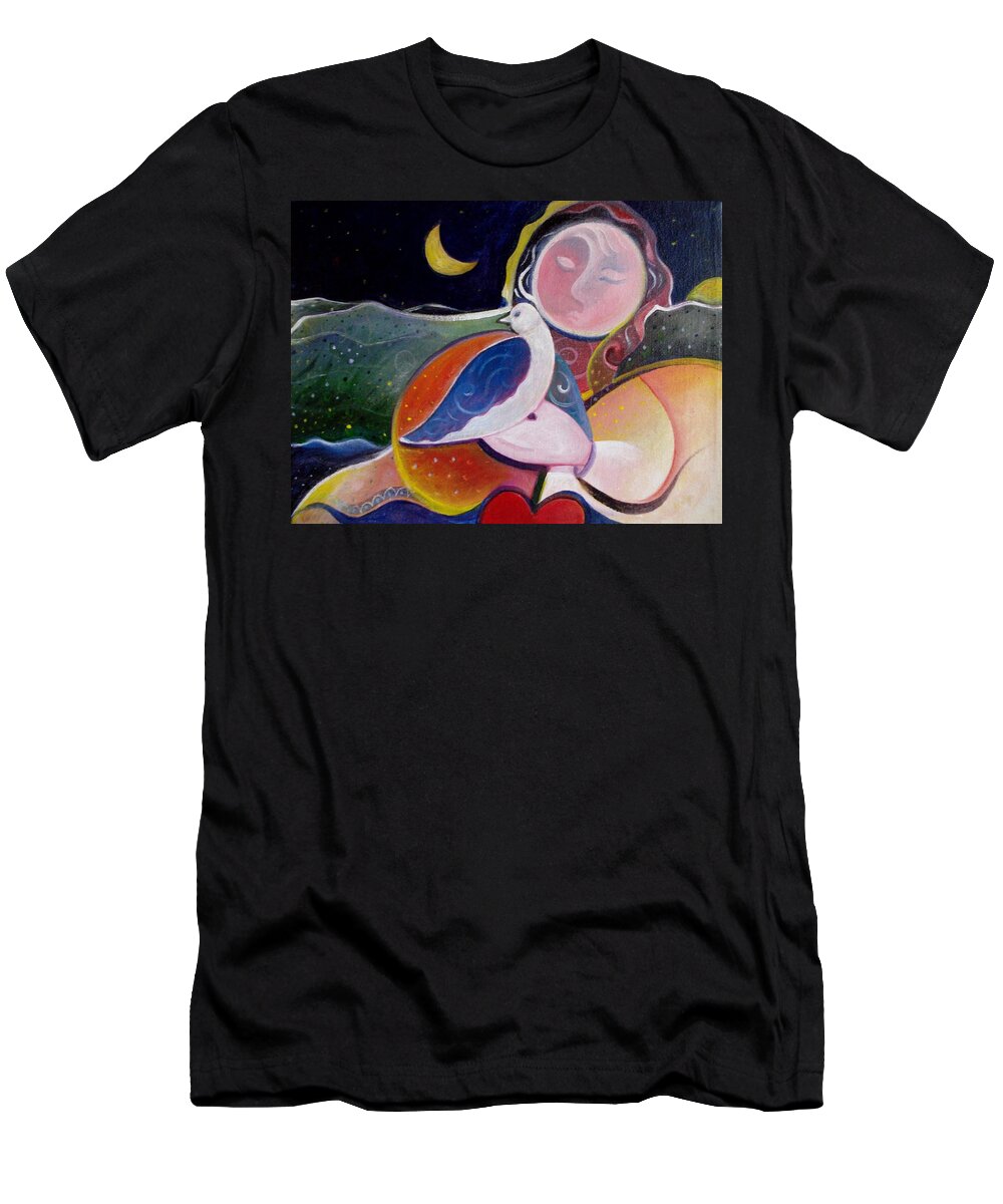 Love T-Shirt featuring the painting Love and Patience by Helena Tiainen