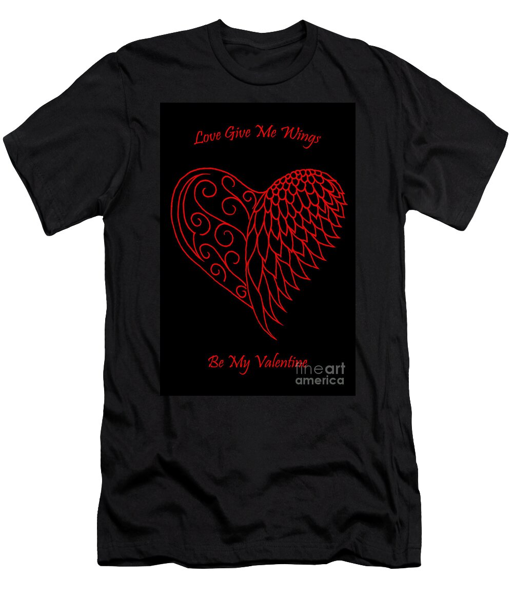Red Heart T-Shirt featuring the photograph Love Give Me Wings Card by Terri Waters