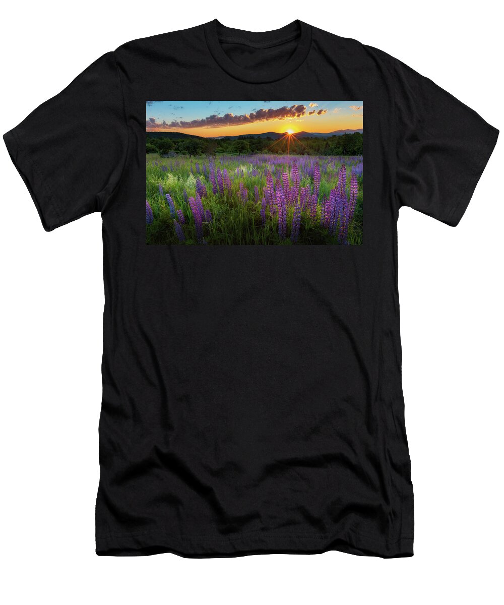 Sunrise T-Shirt featuring the photograph Lupine Lumination by Bill Wakeley