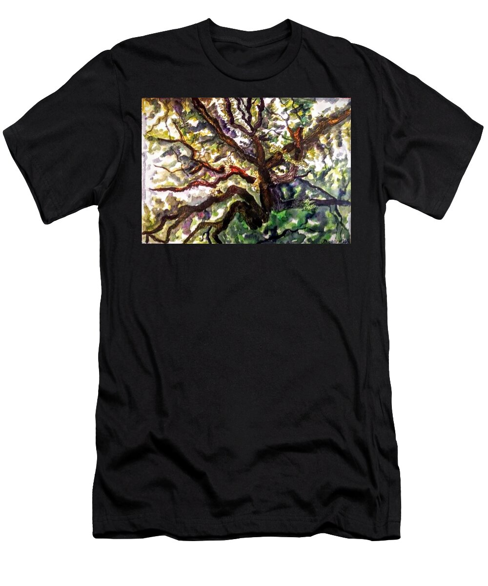 Landscape T-Shirt featuring the painting Majestic Oak by Angela Weddle
