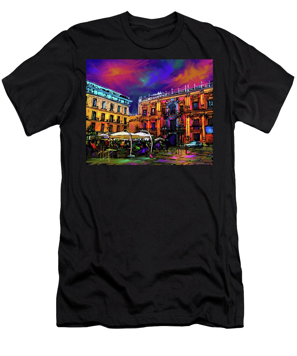 Malaga T-Shirt featuring the painting Malaga, Spain by DC Langer