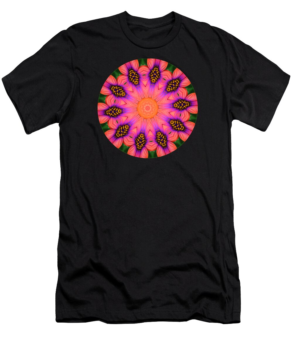 Hao Aiken T-Shirt featuring the digital art Mandala Salmon Burst by Hao Aiken