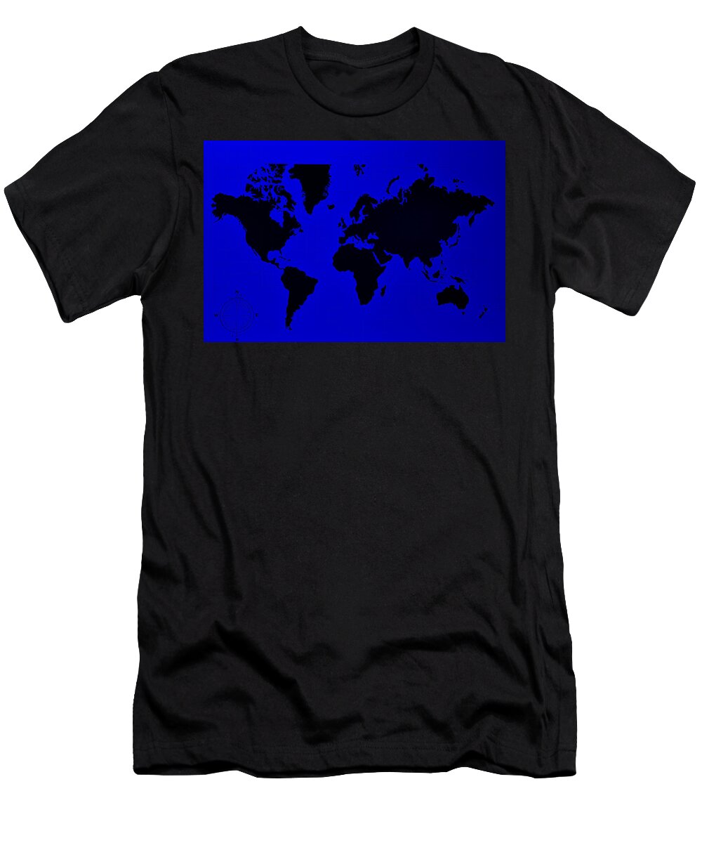 Charts T-Shirt featuring the photograph Map Of The World Blue by Rob Hans