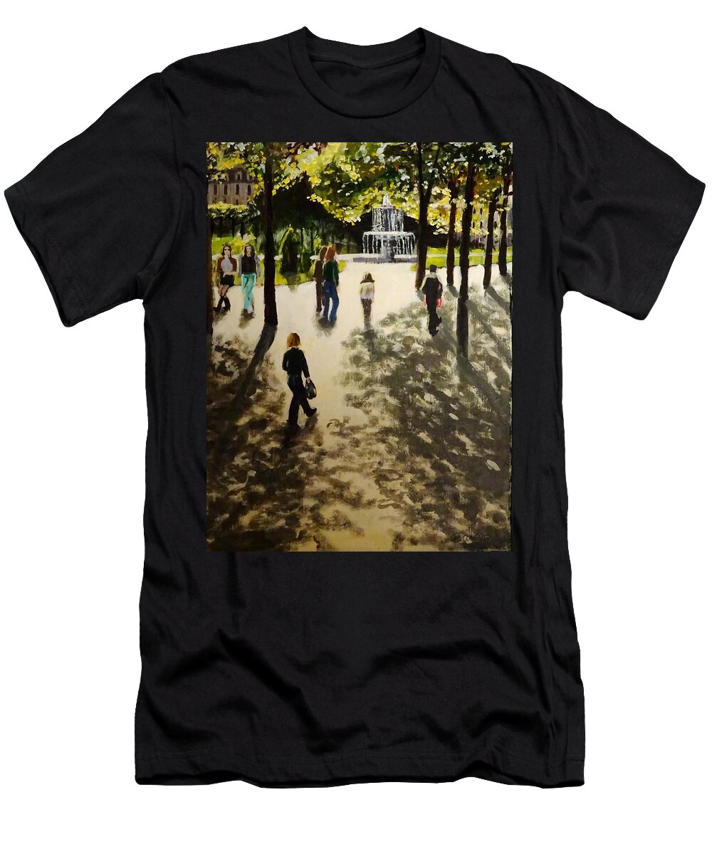 Paris T-Shirt featuring the painting Marais Sunshine by Brent Arlitt
