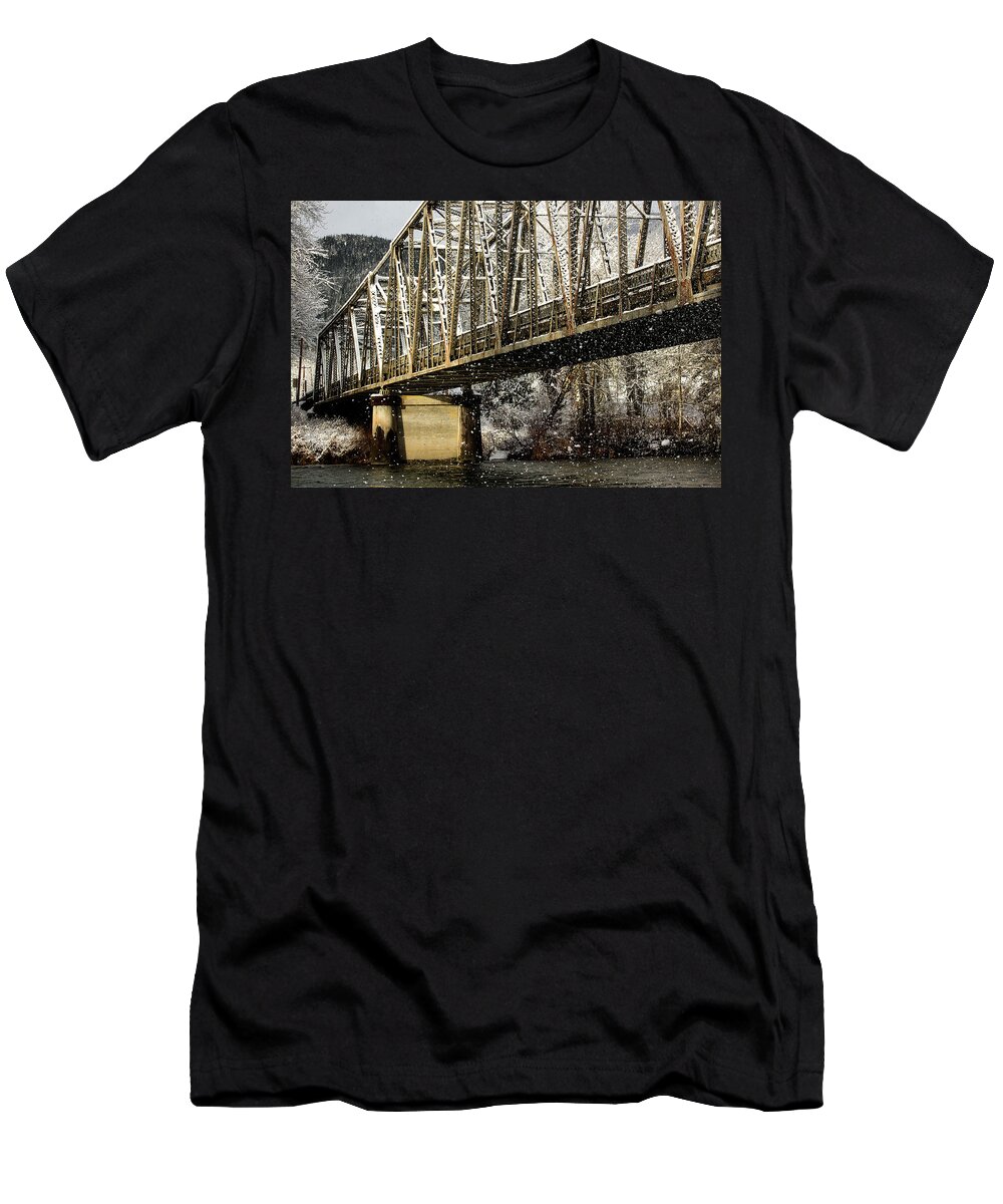 Bridge T-Shirt featuring the photograph Marblemount WA Bridge by Bob Cournoyer