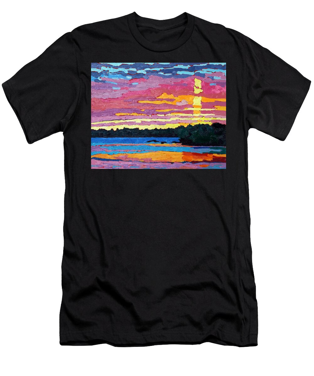2072 T-Shirt featuring the painting March Sunset Ice on Fire by Phil Chadwick