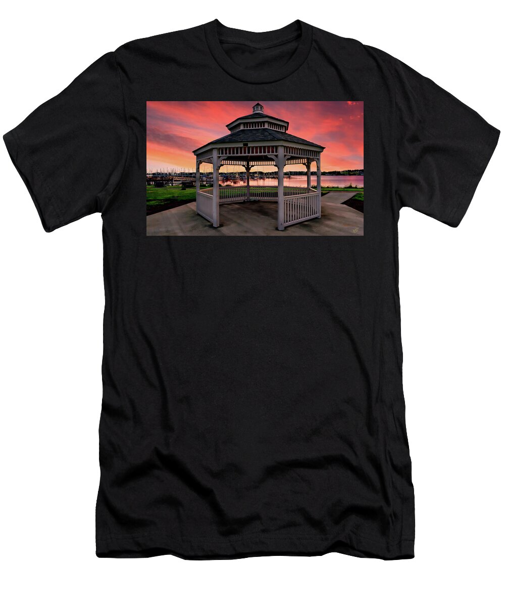 Gazebo T-Shirt featuring the photograph Marina Gazebo Sunset by Rick Lawler