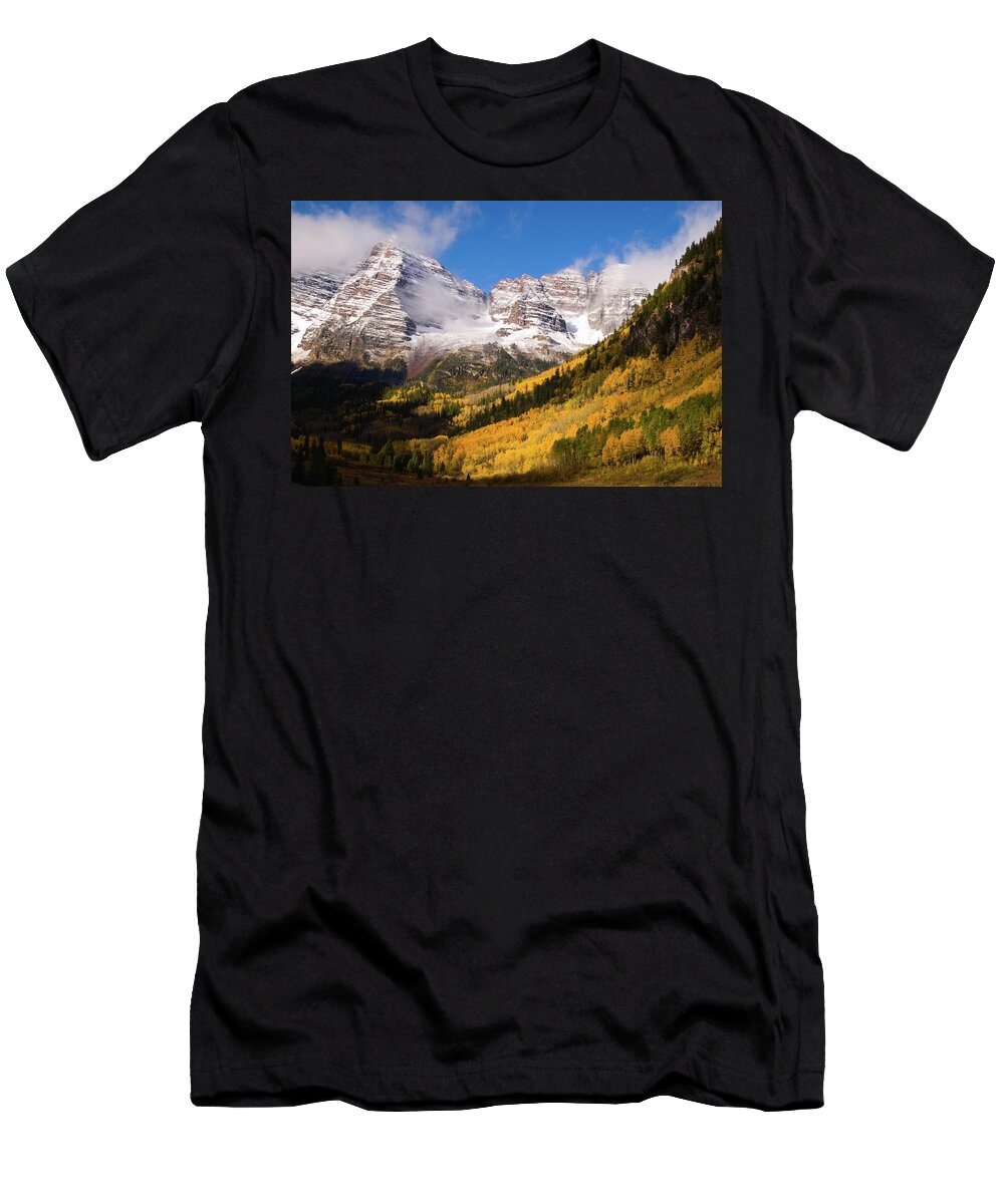 Colorado T-Shirt featuring the photograph Maroon Bells by Steve Stuller