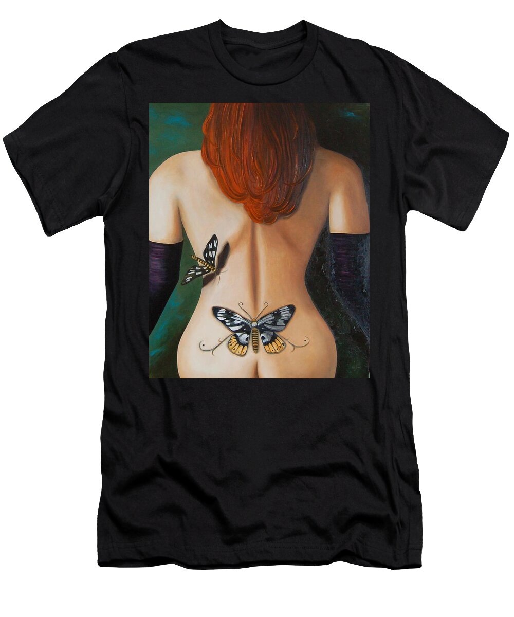 Nude T-Shirt featuring the painting Mating Season by Leah Saulnier The Painting Maniac