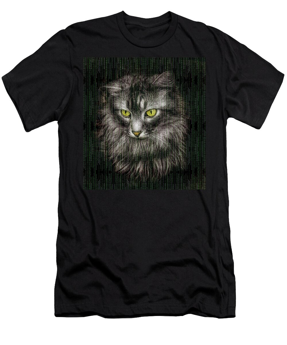 Cat T-Shirt featuring the photograph Matrix Cat by Matthias Hauser