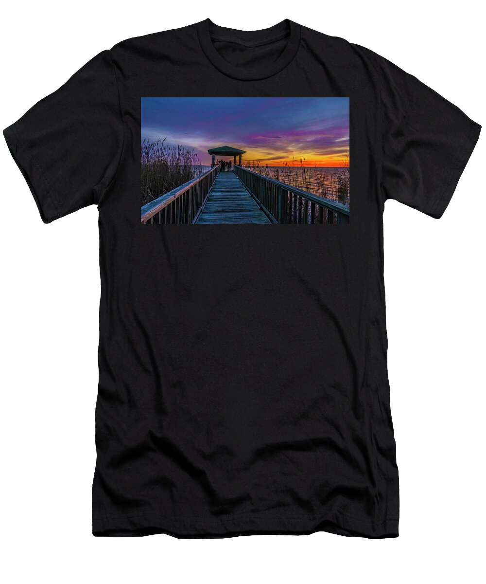 Sunrise T-Shirt featuring the photograph Mattamuskeet Lake by Donald Brown