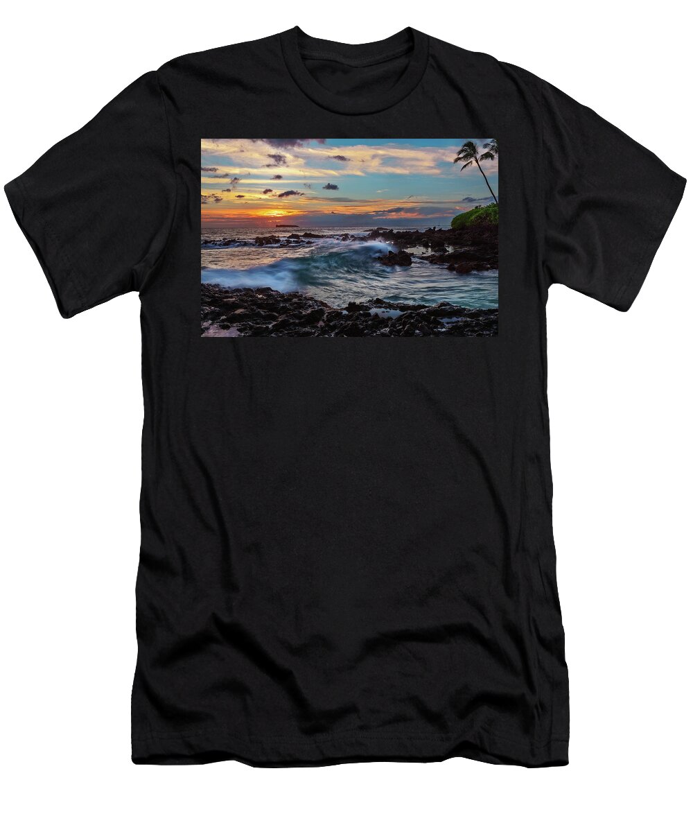 Beach T-Shirt featuring the photograph Maui Sunset at Secret Beach by John Hight