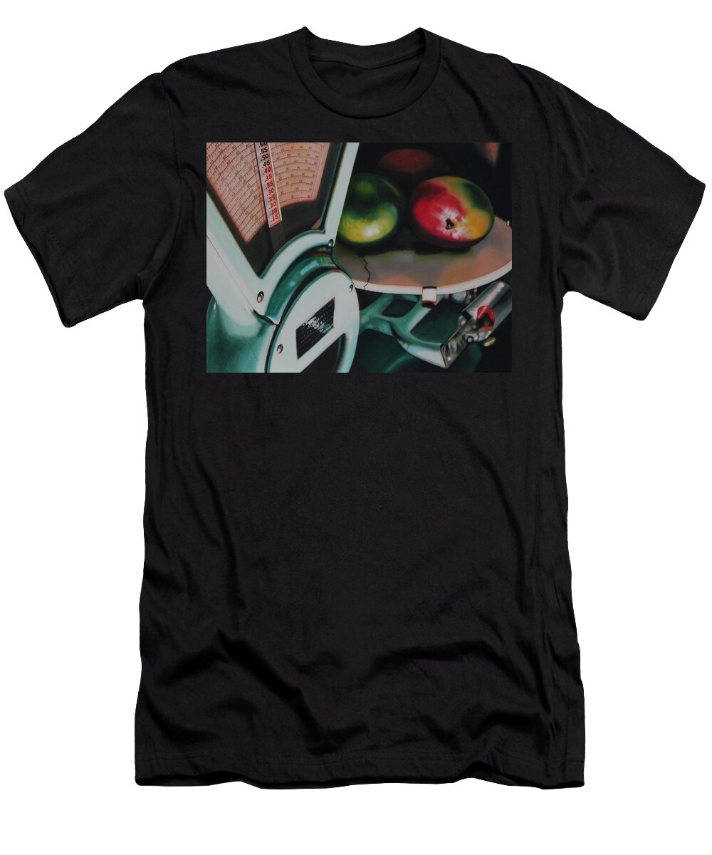 Scale T-Shirt featuring the painting Measured by Denny Bond