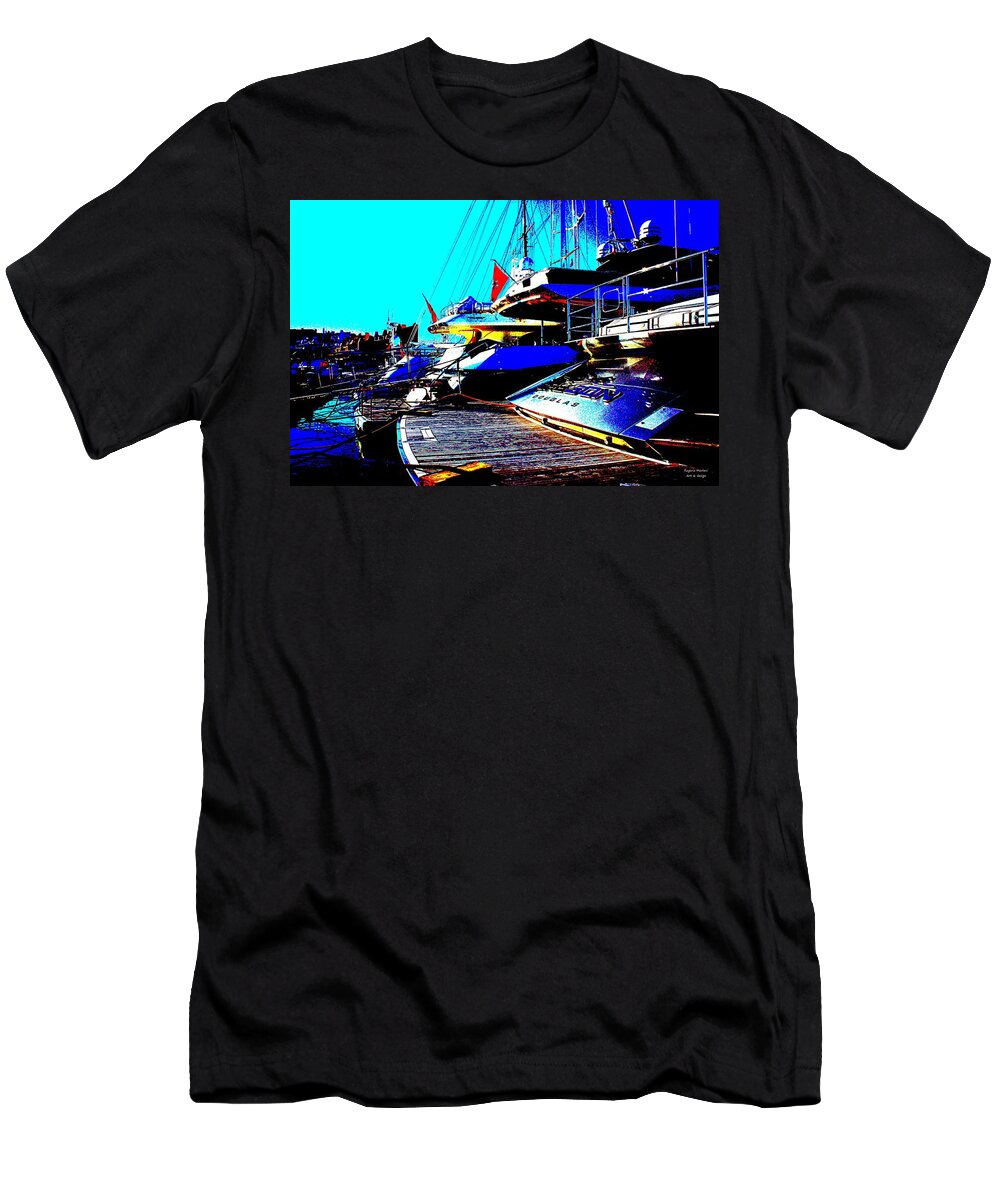 Mega Yachts Ships Luxury Sea T-Shirt featuring the photograph Mega Yachts by Rogerio Mariani