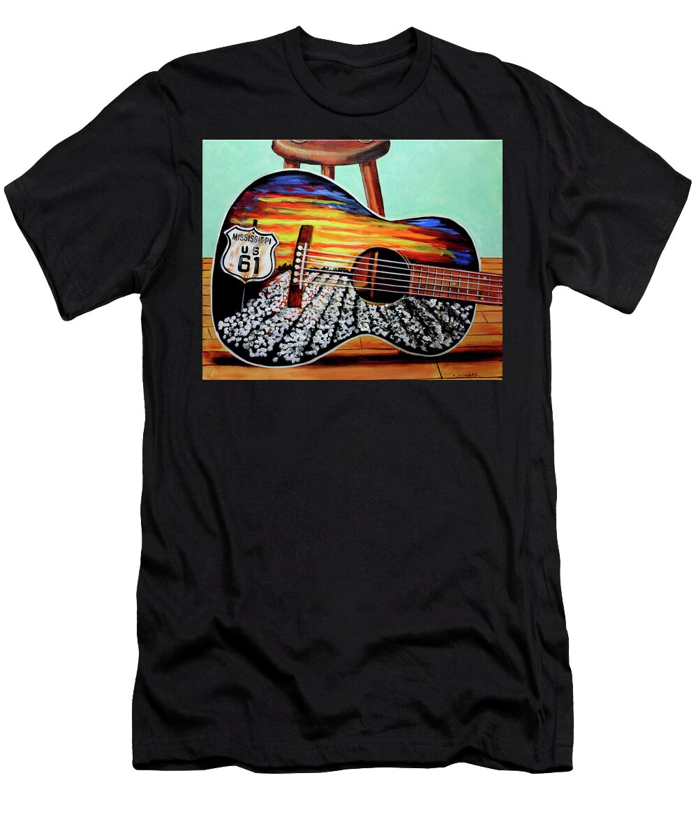Guitars T-Shirt featuring the painting Memories of Back Home by Karl Wagner