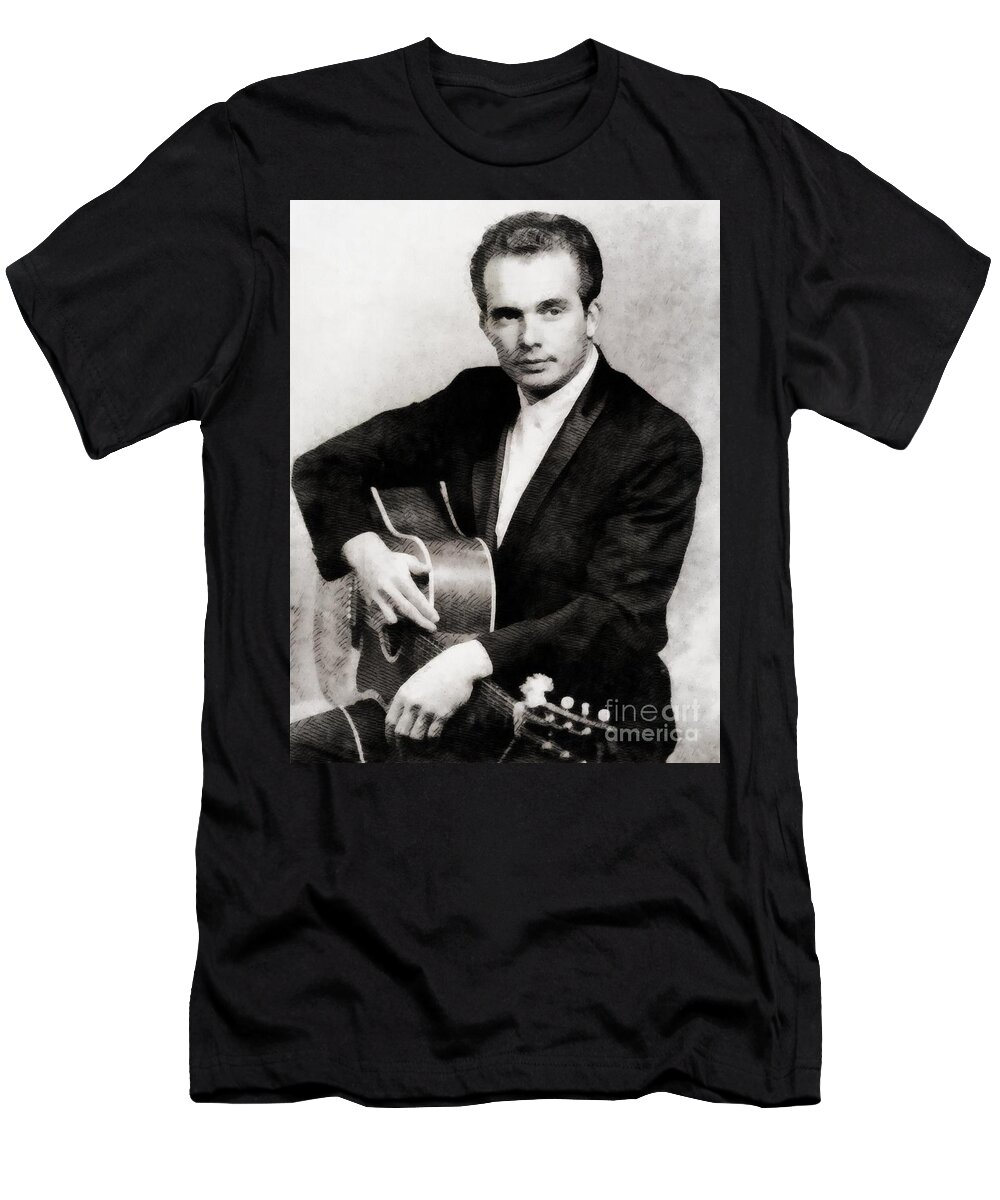 Hollywood T-Shirt featuring the painting Merle Haggard, Music Legend by John Springfield by Esoterica Art Agency
