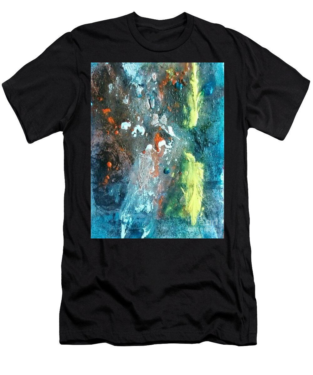 Acrylic Abstract T-Shirt featuring the painting Metamorphosis by Denise Morgan