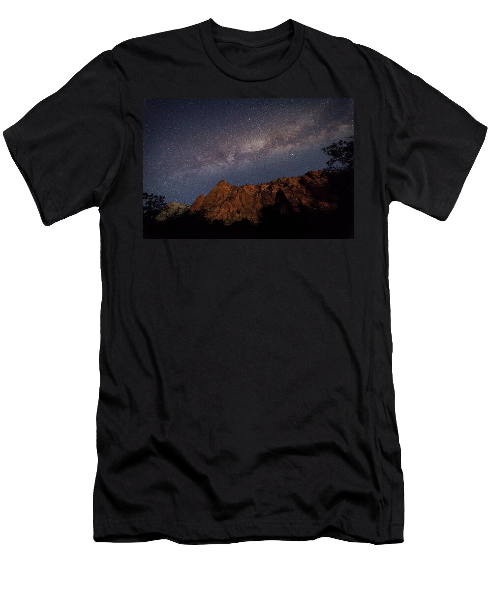 Milkyway T-Shirt featuring the photograph Milky Way Galaxy Over Zion Canyon by David Watkins